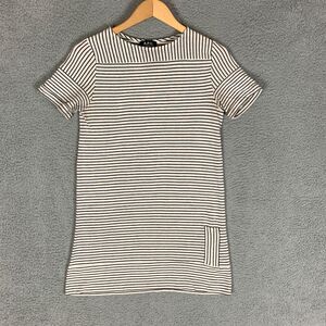 A.P.C. T-Shirt Dress Size XS Ivory/Black‎ Striped Short Sleeve Knit Cotton Blend